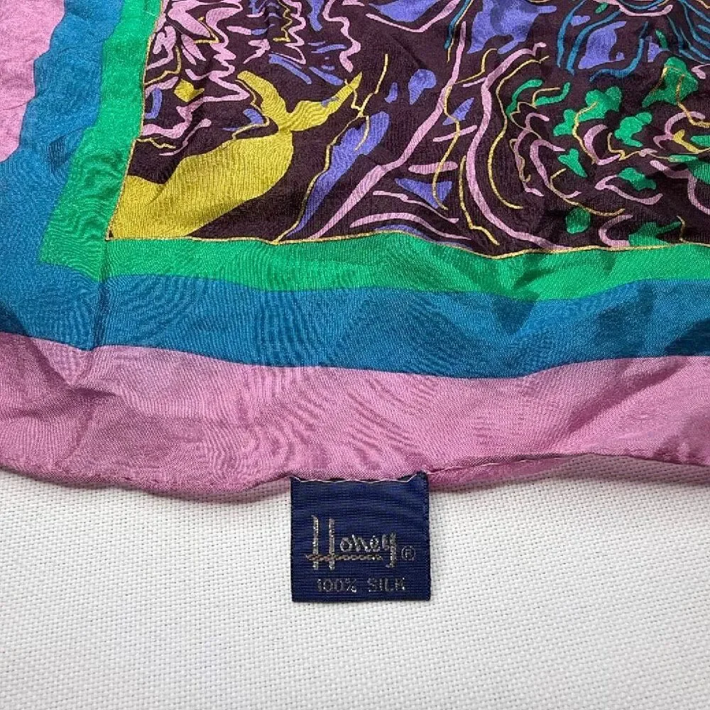 Honey Silk Scarf Purple Green Gold